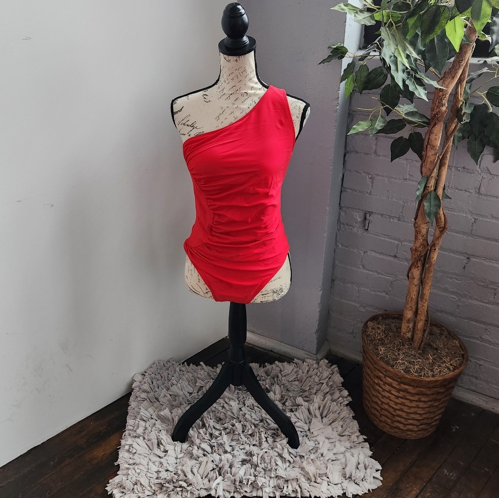 New Red One-Shoulder Swimsuit